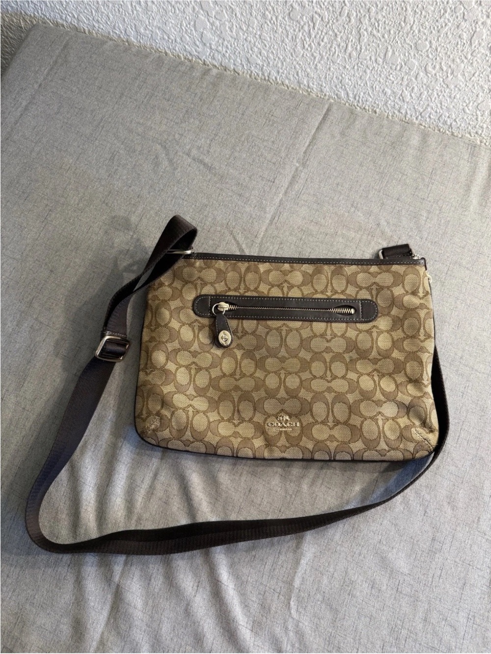 Coach Khaki/Chestnut Signature Crossbody Bag